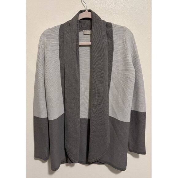 Evolution by Cyrus Soft Gray Color Blocked Cardigan Sweater Small - Picture 1 of 6
